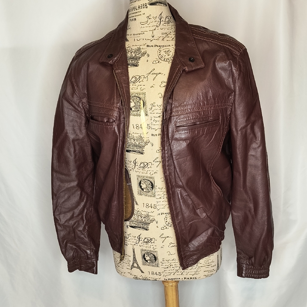 1960's Vintage Mens Jean Pierre Brown Leather Detach Liner Motorcycle/biker